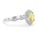 Art Deco Antique Style Wedding Ring Oval Simulated Cubic Zirconia 925 Sterling Silver