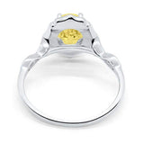 Art Deco Antique Style Wedding Ring Oval Simulated Cubic Zirconia 925 Sterling Silver