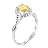 Art Deco Antique Style Wedding Ring Oval Simulated Cubic Zirconia 925 Sterling Silver