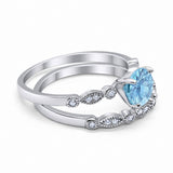 Art Deco Piece Engagement Ring Round Cubic Zirconia 925 Sterling Silver