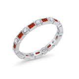 Art Deco Full Eternity Wedding Band Baguette Simulated CZ Ring 925 Sterling Silver