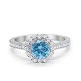 Art Deco Filigree Halo Wedding Engagement Bridal Ring Round Cubic Zirconia Solid 925 Sterling Silver Choose Color