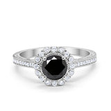 Art Deco Filigree Halo Wedding Engagement Bridal Ring Round Cubic Zirconia Solid 925 Sterling Silver Choose Color