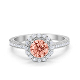 Art Deco Filigree Halo Wedding Engagement Bridal Ring Round Cubic Zirconia Solid 925 Sterling Silver Choose Color