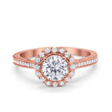 Art Deco Filigree Halo Wedding Engagement Bridal Ring Round Cubic Zirconia Solid 925 Sterling Silver Choose Color