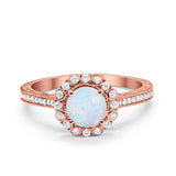 Art Deco Filigree Halo Wedding Engagement Bridal Ring Round Cubic Zirconia Solid 925 Sterling Silver Choose Color