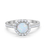 Art Deco Filigree Halo Wedding Engagement Bridal Ring Round Cubic Zirconia Solid 925 Sterling Silver Choose Color