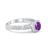 Halo Art Deco Wedding Ring Simulated Cubic Zirconia 925 Sterling Silver