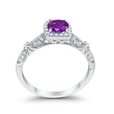 Halo Art Deco Wedding Ring Simulated Cubic Zirconia 925 Sterling Silver