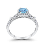 Halo Art Deco Wedding Ring Simulated Cubic Zirconia 925 Sterling Silver