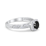 Halo Art Deco Wedding Ring Simulated Cubic Zirconia 925 Sterling Silver