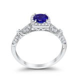 Halo Art Deco Wedding Ring Simulated Cubic Zirconia 925 Sterling Silver