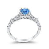 Halo Art Deco Wedding Ring Simulated Cubic Zirconia 925 Sterling Silver