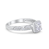 Halo Art Deco Wedding Ring Simulated Cubic Zirconia 925 Sterling Silver