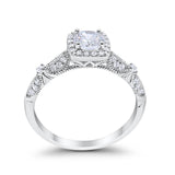 Halo Art Deco Wedding Ring Simulated Cubic Zirconia 925 Sterling Silver