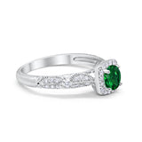 Halo Art Deco Wedding Ring Simulated Cubic Zirconia 925 Sterling Silver