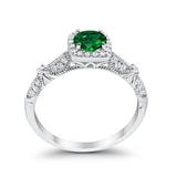 Halo Art Deco Wedding Ring Simulated Cubic Zirconia 925 Sterling Silver