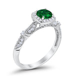 Halo Art Deco Wedding Ring Simulated Cubic Zirconia 925 Sterling Silver
