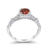 Halo Art Deco Wedding Ring Simulated Cubic Zirconia 925 Sterling Silver