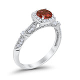 Halo Art Deco Wedding Ring Simulated Cubic Zirconia 925 Sterling Silver