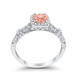 Halo Art Deco Wedding Ring Simulated Cubic Zirconia 925 Sterling Silver
