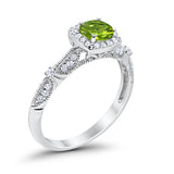 Halo Art Deco Wedding Ring Simulated Cubic Zirconia 925 Sterling Silver