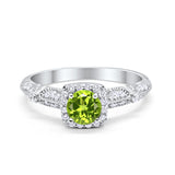 Halo Art Deco Wedding Ring Simulated Cubic Zirconia 925 Sterling Silver