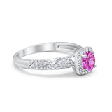 Halo Art Deco Wedding Ring Simulated Cubic Zirconia 925 Sterling Silver
