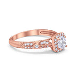 Halo Art Deco Wedding Ring Simulated Cubic Zirconia 925 Sterling Silver