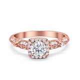Halo Art Deco Wedding Ring Simulated Cubic Zirconia 925 Sterling Silver
