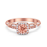 Halo Art Deco Wedding Ring Simulated Cubic Zirconia 925 Sterling Silver