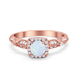 Halo Art Deco Wedding Ring Simulated Cubic Zirconia 925 Sterling Silver