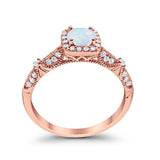 Halo Art Deco Wedding Ring Simulated Cubic Zirconia 925 Sterling Silver