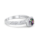 Halo Art Deco Wedding Ring Simulated Cubic Zirconia 925 Sterling Silver