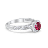 Halo Art Deco Wedding Ring Simulated Cubic Zirconia 925 Sterling Silver