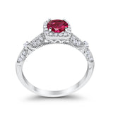 Halo Art Deco Wedding Ring Simulated Cubic Zirconia 925 Sterling Silver