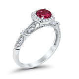 Halo Art Deco Wedding Ring Simulated Cubic Zirconia 925 Sterling Silver