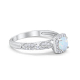Halo Art Deco Wedding Ring Simulated Cubic Zirconia 925 Sterling Silver