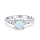 Halo Art Deco Wedding Ring Simulated Cubic Zirconia 925 Sterling Silver