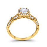 Halo Art Deco Wedding Ring Simulated Cubic Zirconia 925 Sterling Silver