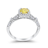Halo Art Deco Wedding Ring Simulated Cubic Zirconia 925 Sterling Silver