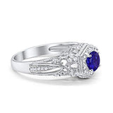 Fancy Art Deco Wedding Ring 925 Sterling Silver Round Simulated Cubic Zirconia