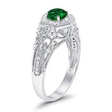 Fancy Art Deco Wedding Ring 925 Sterling Silver Round Simulated Cubic Zirconia