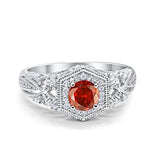 Fancy Art Deco Wedding Ring 925 Sterling Silver Round Simulated Cubic Zirconia