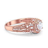 Fancy Art Deco Wedding Ring 925 Sterling Silver Round Simulated Cubic Zirconia
