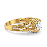 Fancy Art Deco Wedding Ring 925 Sterling Silver Round Simulated Cubic Zirconia