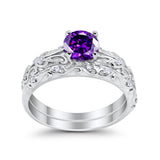 Art Deco Two-Piece Engagement Ring Simulated CZ Sterling Silver