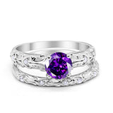Art Deco Two-Piece Engagement Ring Simulated CZ Sterling Silver
