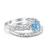 Art Deco Two-Piece Engagement Ring Simulated CZ Sterling Silver