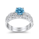 Art Deco Two-Piece Engagement Ring Simulated CZ Sterling Silver